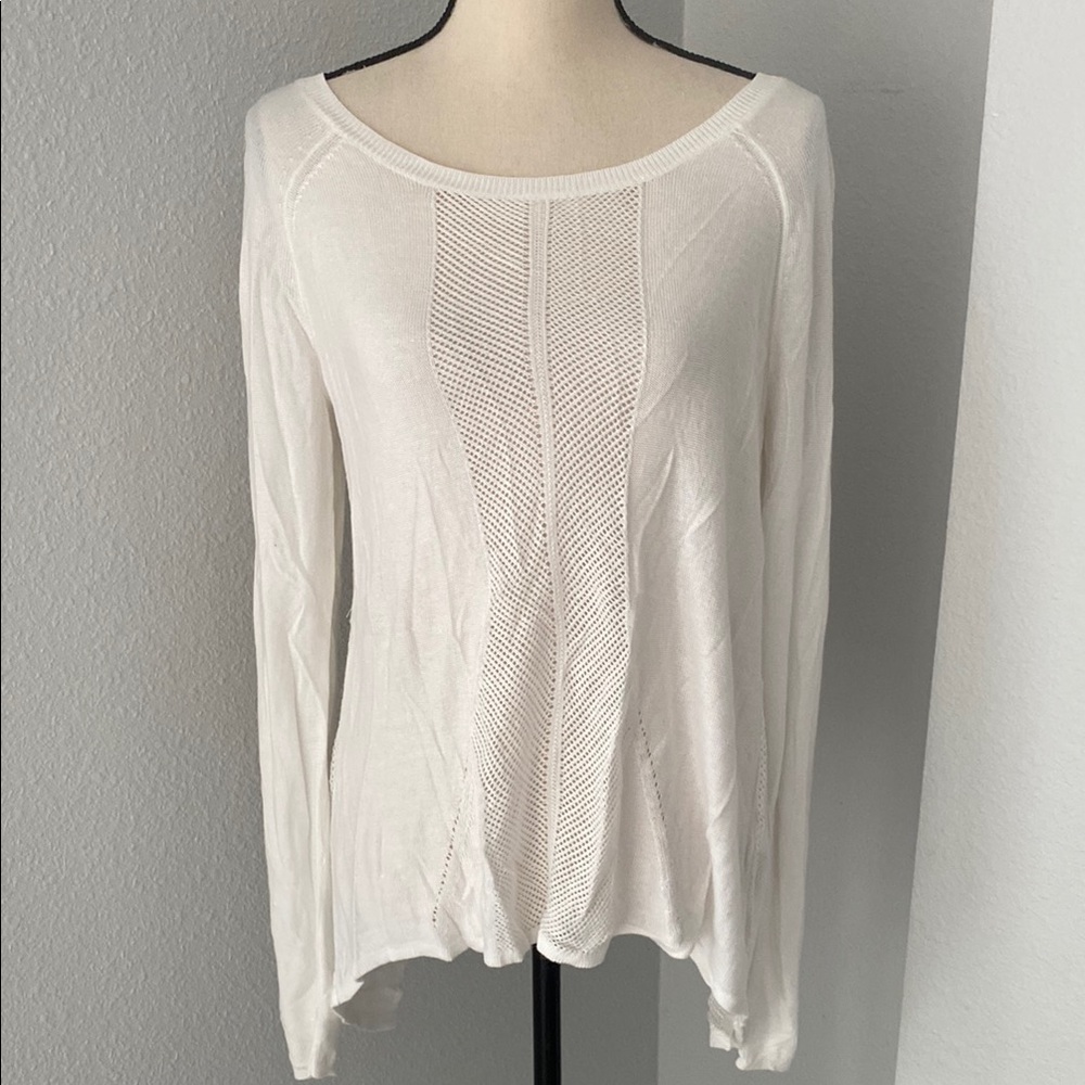 White House Black Market White Knit Long Sleeve Top